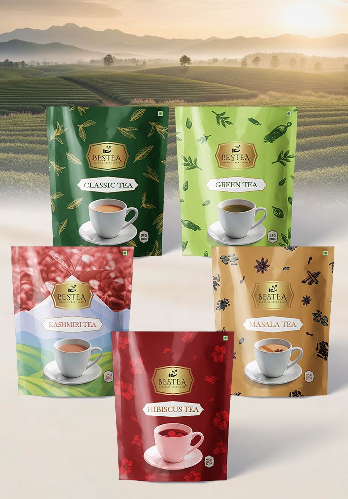 Assorted Tea Varieties Samplers: Classic, Green, Masala, Kashmiri, Hibiscus