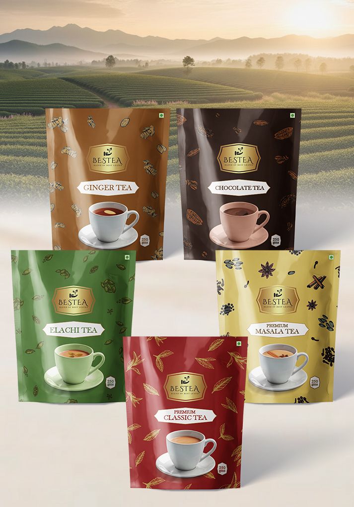 Assorted Tea Varieties Samplers: Premium Classic, Elaichi, Chocolate, Ginger, Premium Masala