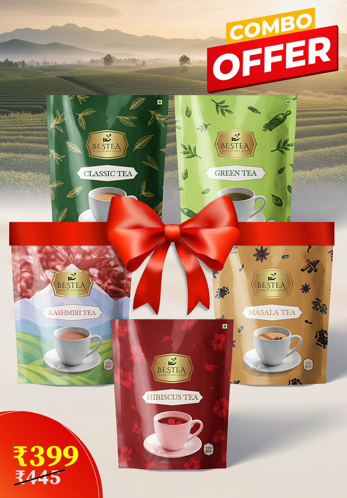 Assorted Tea Varieties Samplers: Classic, Green, Masala, Kashmiri, Hibiscus